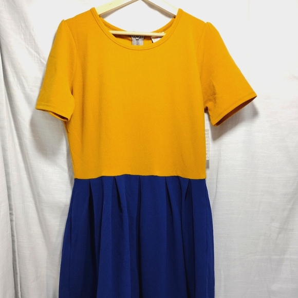 Lularoe Amelia Pleated Color Block Pleated Flowy Midi Dress - Picture 8 of 14